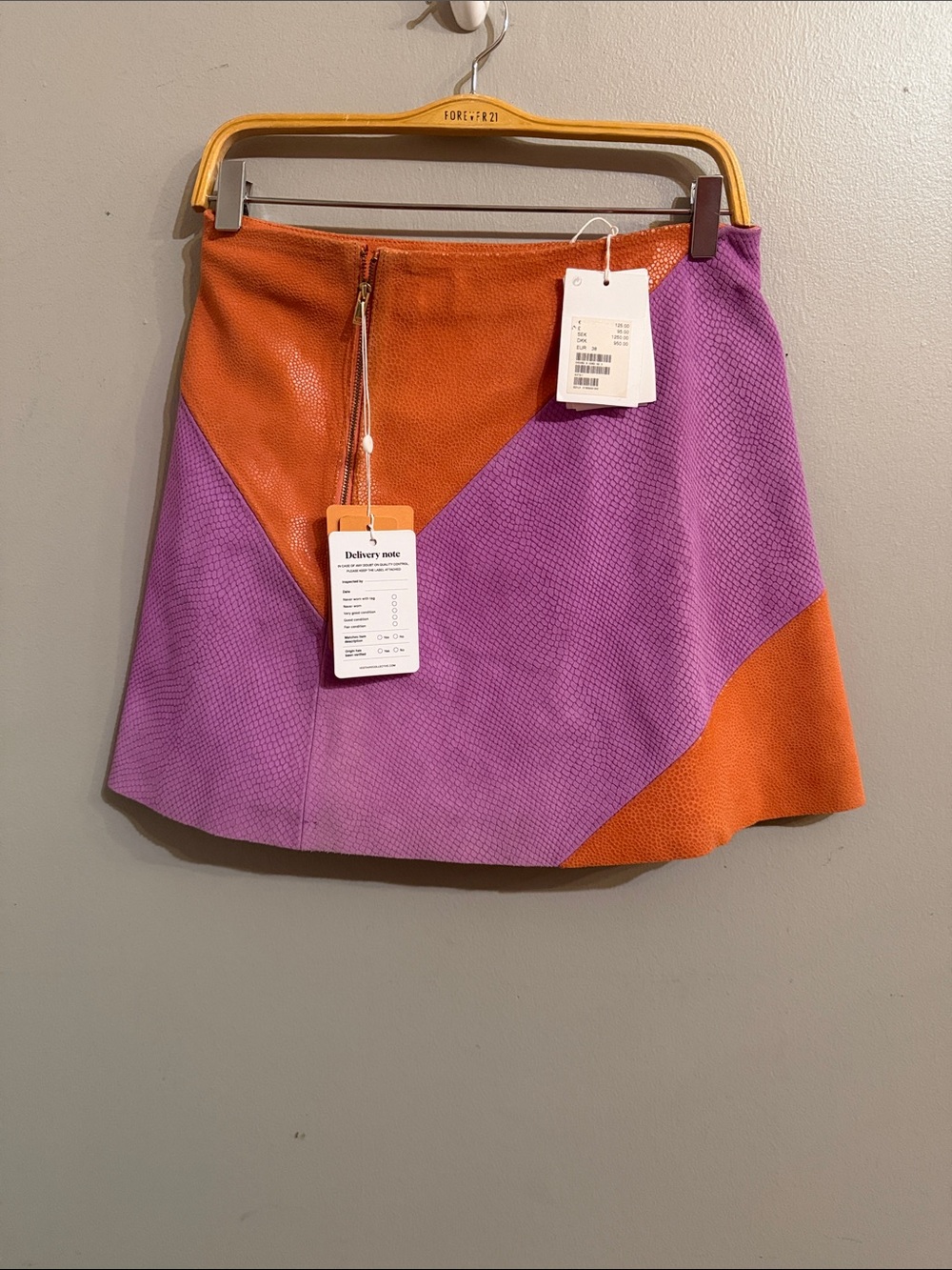 & Other Stories Orange and Purple Colorblock Mini Skirt